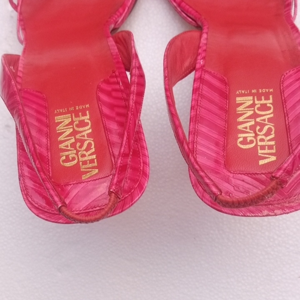 Versace Striped Sexy Strappy 4" Sling-back Heels, Size 9.5 (US) - Picture 13 of 15